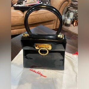Salvatore Ferragamo Black Patent Leather Bag